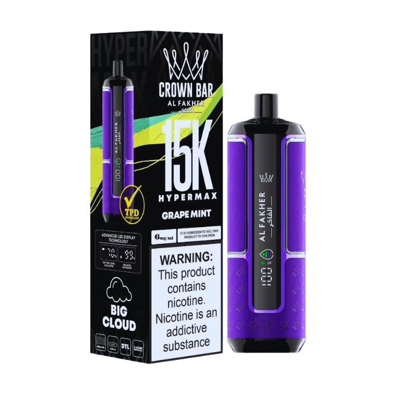 al-fakher-crown-bar-15000-puffs-grape-mint-in-dubai-uae.webp AL FAKHER Crown Bar 15000 Puffs GRAPE MINT in Dubai UAE - Image 1